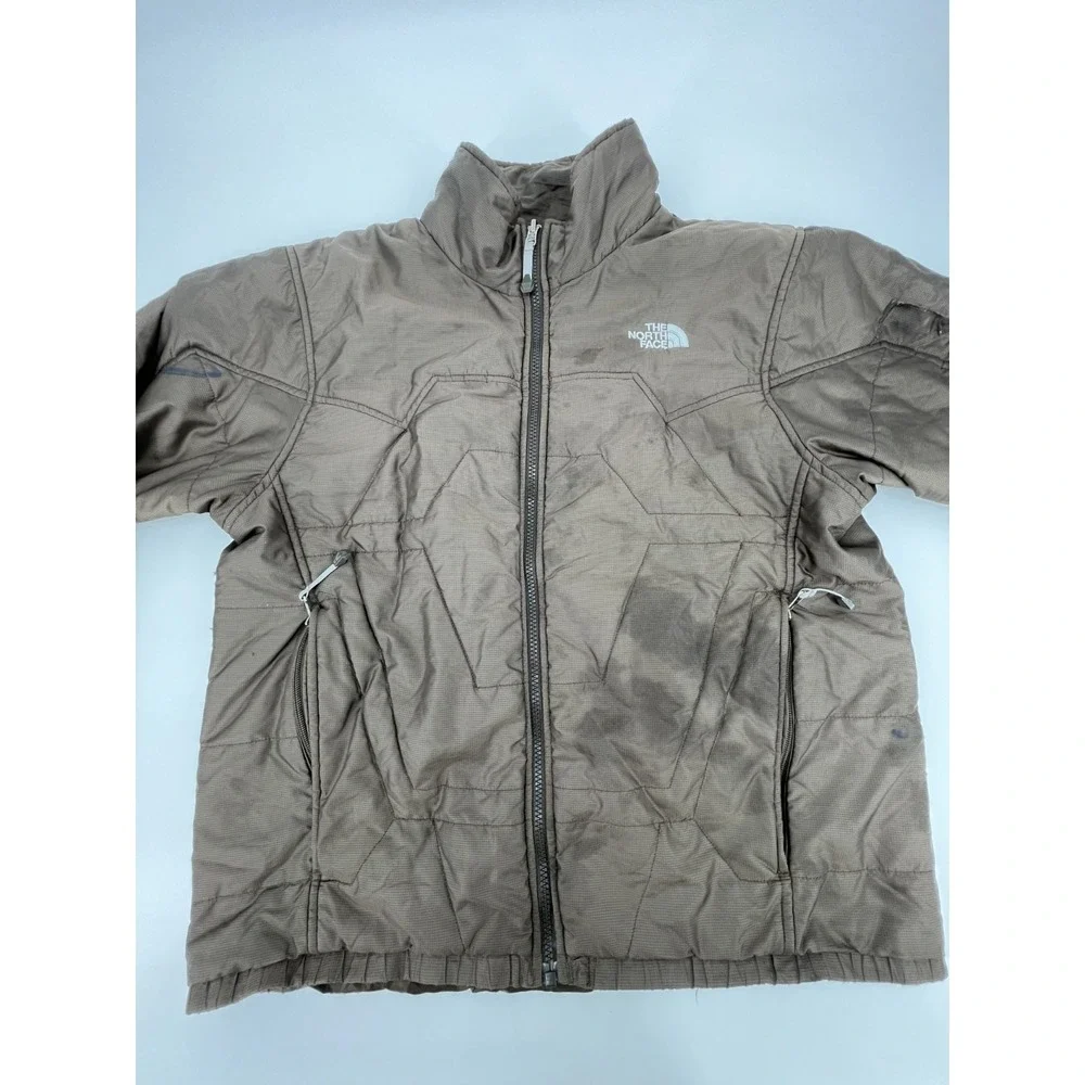 The North Face Prodigy Windbreaker Jacket Mens Medium Brown Micro Check Full Zip